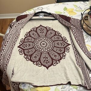 Great Northwest Clothing Company Indigo Cardigan in Cream and Brown